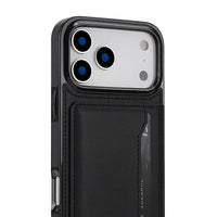 Buy Shockproof Protective Case with Card Holder, Magnetic Charging Compatibility & Hands-Free Viewing Stand - HALE at Caseles-iPhone 17 Pro Max, Black