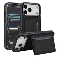 Buy Shockproof Protective Case with Card Holder, Magnetic Charging Compatibility & Hands-Free Viewing Stand - HALE at Caseles-iPhone 17 Pro Max, Black