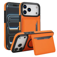 Buy Shockproof Protective Case with Card Holder, Magnetic Charging Compatibility & Hands-Free Viewing Stand - HALE at Caseles-iPhone 17 Pro Max, Orange