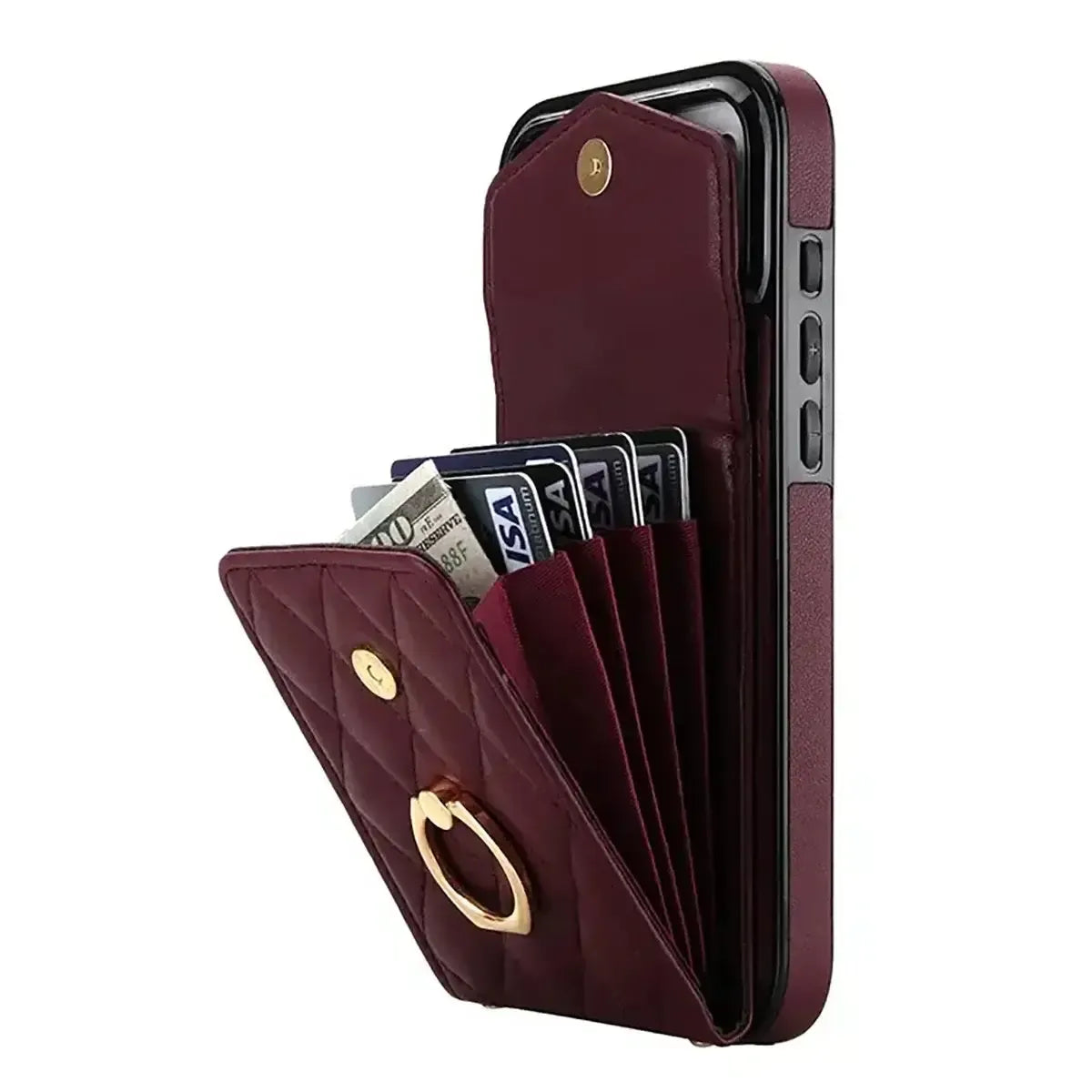 Buy Crossbody Wallet Phone Case, 360 Rotation Ring Holder, Card Slots & Detachable Wrist Strap, RFID Blocking, Kickstand, Shockproof Cover,Harley at Caseles-iPhone 17 Pro Max, Harley-Black