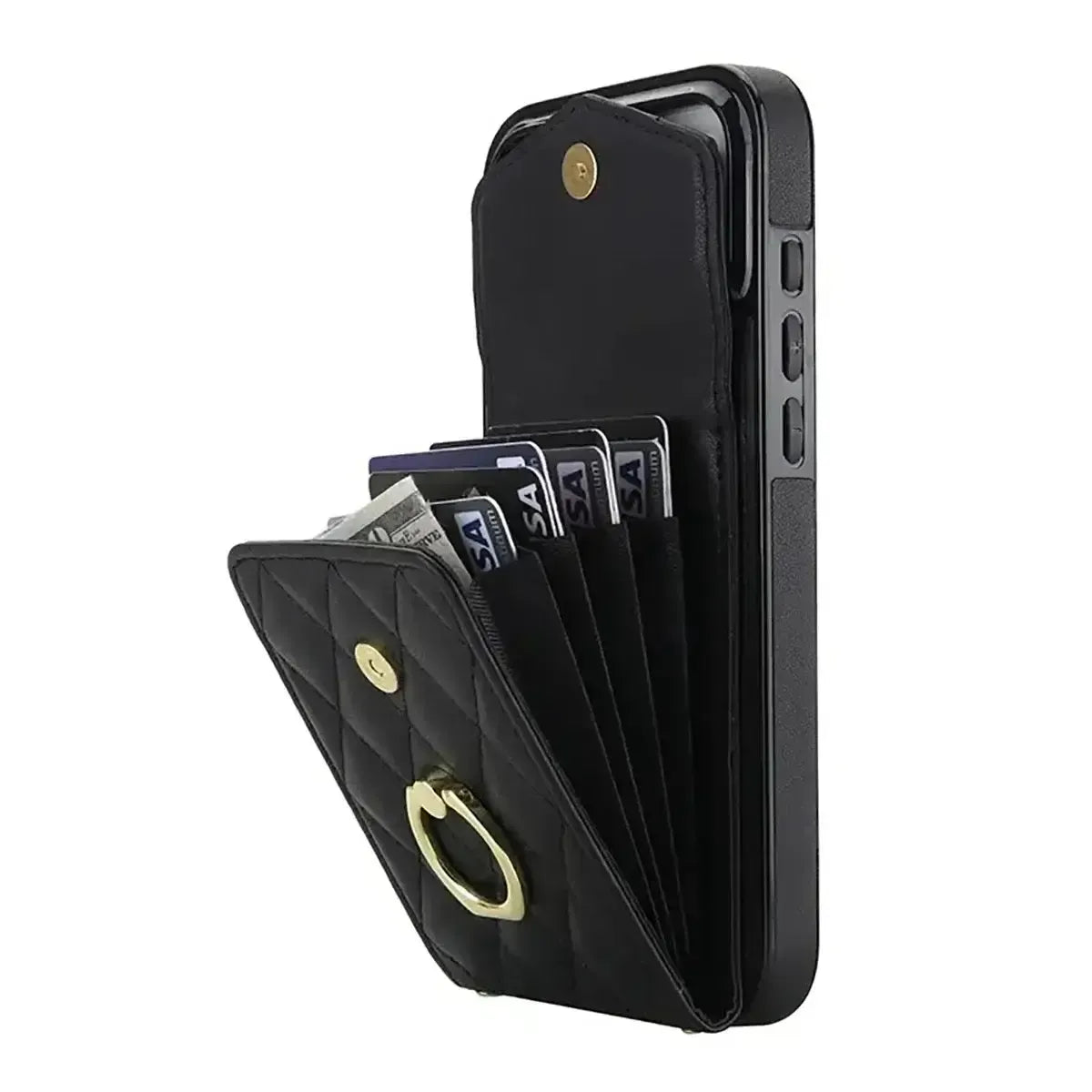 Buy Crossbody Wallet Phone Case, 360 Rotation Ring Holder, Card Slots & Detachable Wrist Strap, RFID Blocking, Kickstand, Shockproof Cover,Harley at Caseles-iPhone 17 Pro Max, Harley-Black