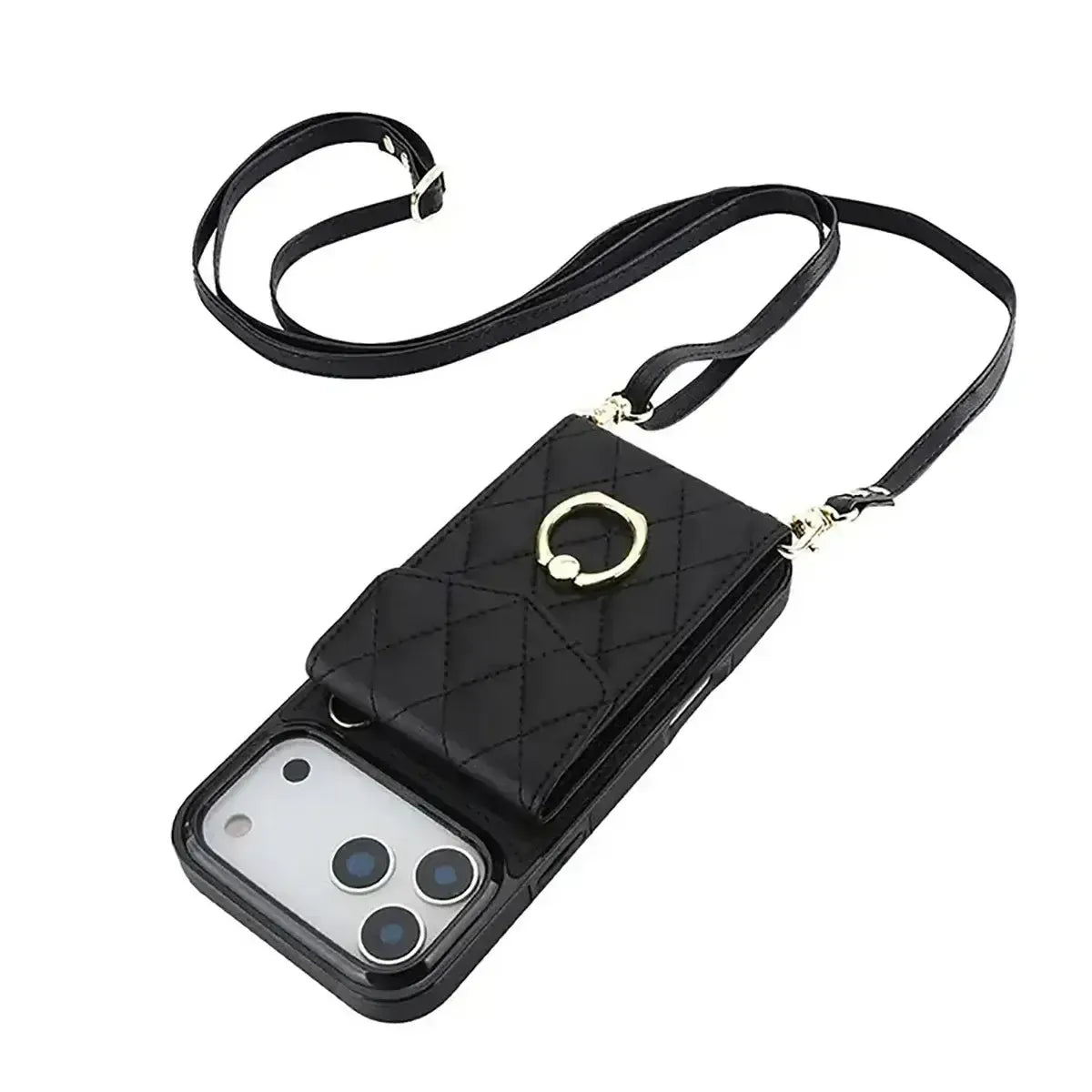 Buy Crossbody Wallet Phone Case, 360 Rotation Ring Holder, Card Slots & Detachable Wrist Strap, RFID Blocking, Kickstand, Shockproof Cover,Harley at Caseles-iPhone 17 Pro Max, Harley-Black