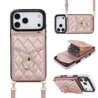 Buy Crossbody Wallet Phone Case, 360 Rotation Ring Holder, Card Slots & Detachable Wrist Strap, RFID Blocking, Kickstand, Shockproof Cover,Harley at Caseles-iPhone 17 Pro Max, Harley-Pink
