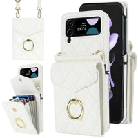 Buy Crossbody Wallet Phone Case, 360 Rotation Ring Holder, Card Slots & Detachable Wrist Strap, RFID Blocking, Kickstand, Shockproof Cover,HATTIE at Caseles-Samsung Galaxy Z Fold 6, White