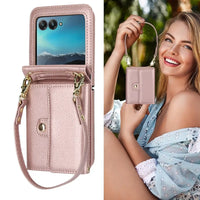 Buy Samsung Galaxy Z Flip Crossbody Wallet Case, RFID Blocking Leather Cover with Detachable Strap & Card Slots - IRIS at Caseles-Samsung Galaxy Z Flip 7, Black