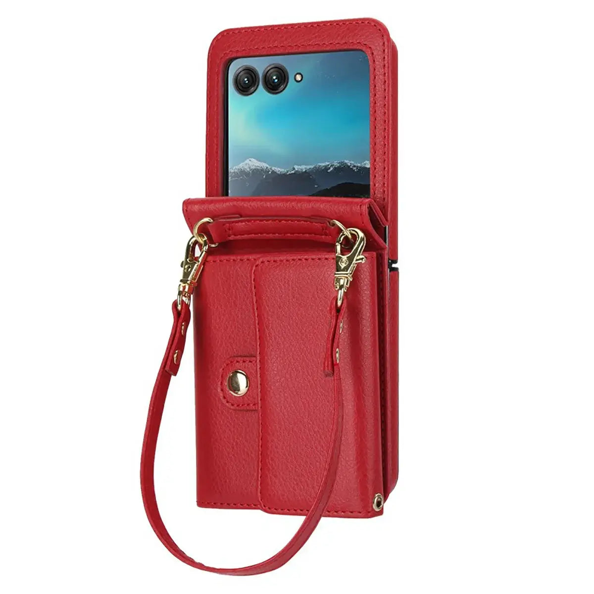 Buy Samsung Galaxy Z Flip Crossbody Wallet Case, RFID Blocking Leather Cover with Detachable Strap & Card Slots - IRIS at Caseles-Samsung Galaxy Z Flip 7, Black