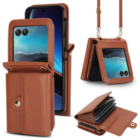 Buy Samsung Galaxy Z Flip Crossbody Wallet Case, RFID Blocking Leather Cover with Detachable Strap & Card Slots - IRIS at Caseles-Samsung Galaxy Z Flip 7, Bronze