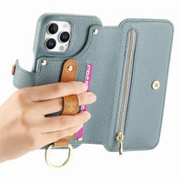 Buy Caseles Leather Case for iPhone with Wrist Strap Flip Cover with Ring RFID Blocking Zipper Wallet Cover for Women,Jessica at Caseles-iPhone 16 Pro Max, Black