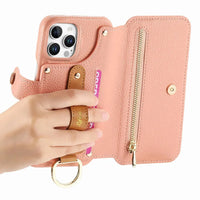 Buy Caseles Leather Case for iPhone with Wrist Strap Flip Cover with Ring RFID Blocking Zipper Wallet Cover for Women,Jessica at Caseles-iPhone 16 Pro Max, Black