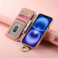 Buy Caseles Leather Case for iPhone with Wrist Strap Flip Cover with Ring RFID Blocking Zipper Wallet Cover for Women,Jessica at Caseles-iPhone 16 Pro Max, Black