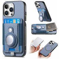 Buy Magnetic Wallet Case with Built-in AirTag Holder, Detachable Card Slot, Kickstand & Full-Body Protection - Josiah at Caseles-iPhone 16 Pro Max, Blue