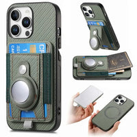 Buy Magnetic Wallet Case with Built-in AirTag Holder, Detachable Card Slot, Kickstand & Full-Body Protection - Josiah at Caseles-iPhone 16 Pro Max, Green