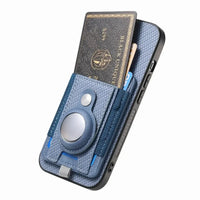 Buy Magnetic Wallet Case with Built-in AirTag Holder, Detachable Card Slot, Kickstand & Full-Body Protection - Josiah at Caseles-iPhone 17 Pro Max, Black