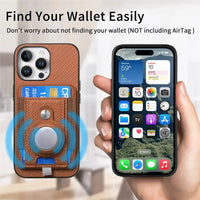 Buy Magnetic Wallet Case with Built-in AirTag Holder, Detachable Card Slot, Kickstand & Full-Body Protection - Josiah at Caseles-iPhone 17 Pro Max, Black