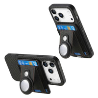 Buy Magnetic Wallet Case with Built-in AirTag Holder, Detachable Card Slot, Kickstand & Full-Body Protection - Josiah at Caseles-iPhone 17 Pro Max, Black