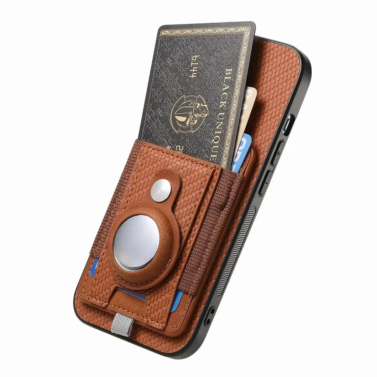 Buy Magnetic Wallet Case with Built-in AirTag Holder, Detachable Card Slot, Kickstand & Full-Body Protection - Josiah at Caseles-iPhone 17 Pro Max, Black