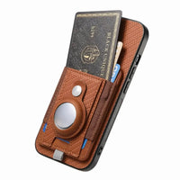 Buy Magnetic Wallet Case with Built-in AirTag Holder, Detachable Card Slot, Kickstand & Full-Body Protection - Josiah at Caseles-iPhone 17 Pro Max, Black