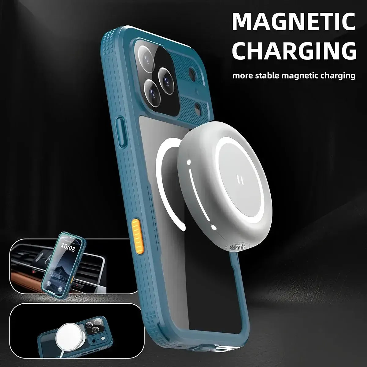 Buy IP68 Waterproof Phone Case, Compatible with Magsafe, Built in Screen Protector, 14FT Shockproof, Rugged Metal Full Body Aluminum Cover - Kayden at Caseles-iPhone 17 Pro Max, Black