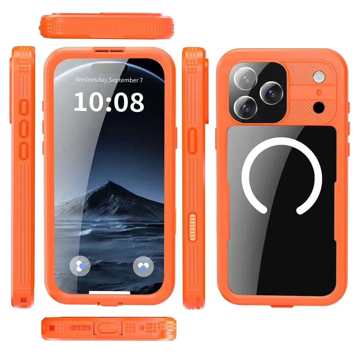 Buy IP68 Waterproof Phone Case, Compatible with Magsafe, Built in Screen Protector, 14FT Shockproof, Rugged Metal Full Body Aluminum Cover - Kayden at Caseles-iPhone 17 Pro Max, Black