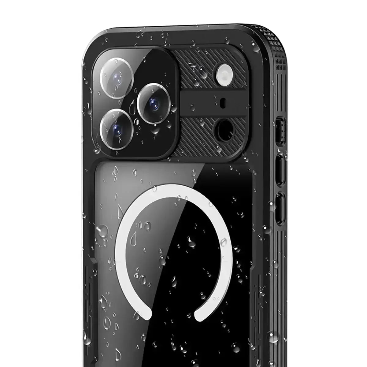 Buy IP68 Waterproof Phone Case, Compatible with Magsafe, Built in Screen Protector, 14FT Shockproof, Rugged Metal Full Body Aluminum Cover - Kayden at Caseles-iPhone 17 Pro Max, Black