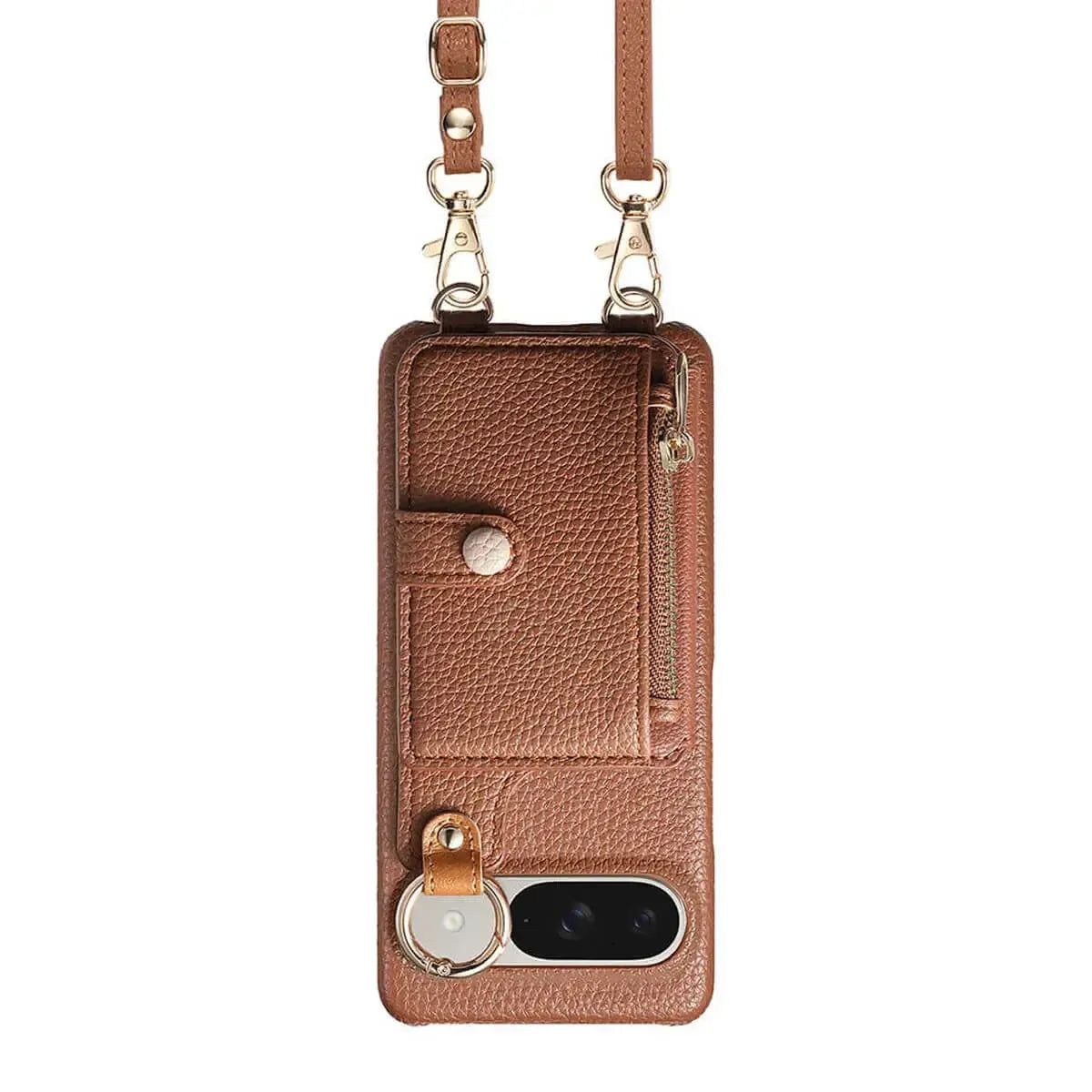 Buy Leather Crossbody Wallet Case with Mirror, Card Slots, Stand & Shockproof Shell for Google Pixel - Kylie at Caseles-Google Pixel 9 Pro XL, Black