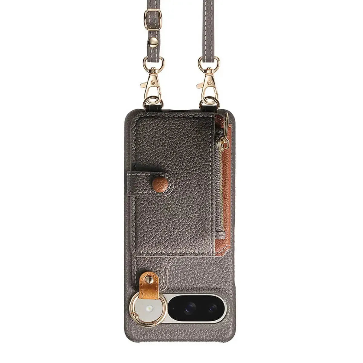 Buy Leather Crossbody Wallet Case with Mirror, Card Slots, Stand & Shockproof Shell for Google Pixel - Kylie at Caseles-Google Pixel 9 Pro XL, Black