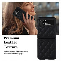 Buy Skin-Touch Leather Flip Case for Galaxy Z Flip, 360° Slim Full Protection Cover , Lanie at Caseles-Samsung Galaxy Z Flip 7, Black
