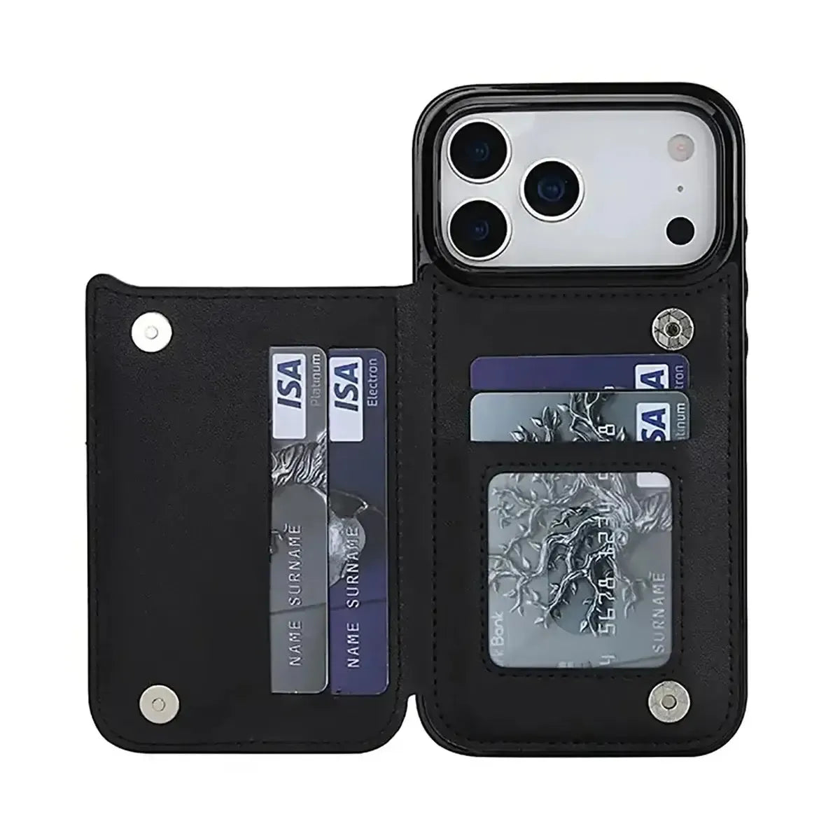 Buy Wallet Phone Case, Credit Card Holders, Magnetic Closure & Premium Leather, Kickstand, Shockproof Cover,Laura at Caseles-iPhone 17 Pro Max, Laura-Black
