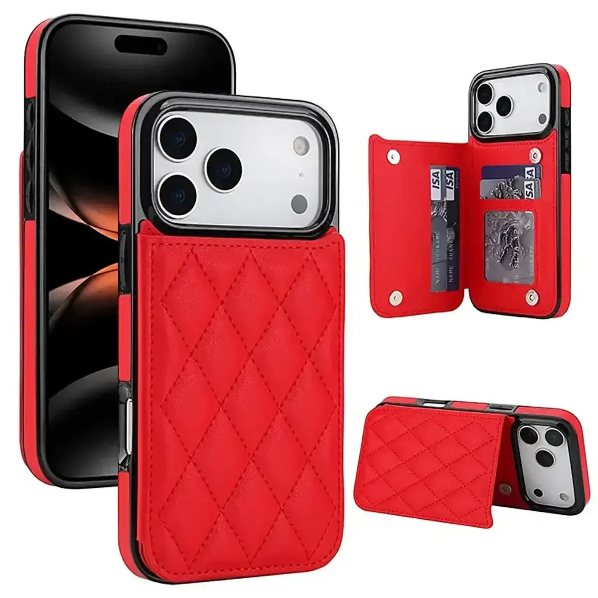 Buy Wallet Phone Case, Credit Card Holders, Magnetic Closure & Premium Leather, Kickstand, Shockproof Cover,Laura at Caseles-iPhone 17 Pro Max, Laura-Red