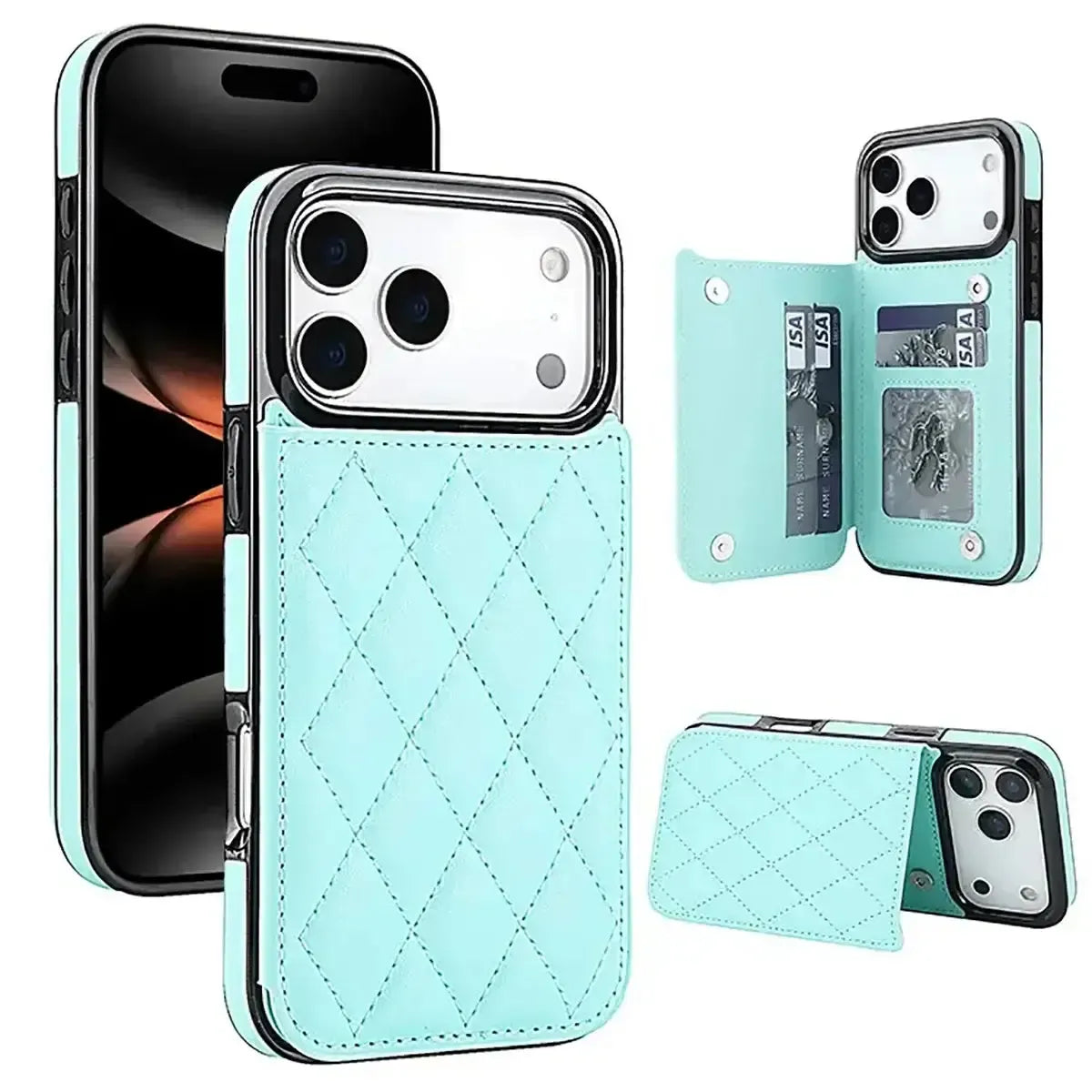 Buy Wallet Phone Case, Credit Card Holders, Magnetic Closure & Premium Leather, Kickstand, Shockproof Cover,Laura at Caseles-iPhone 17 Pro Max, Lauren-Blue