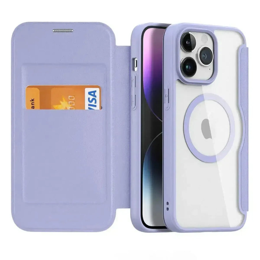 Buy iPhone Case Wallet with MagSafe - Slim Reliable PU Leather Case with Card Holder, Flip Cover for Women & Men,Lon at Caseles-iPhone 17 Pro Max, Lon-Purple