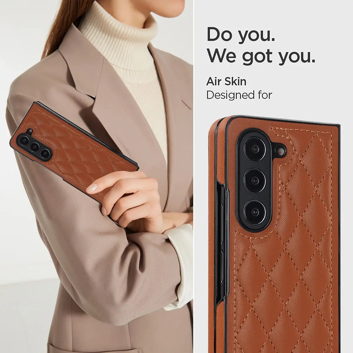 Buy Slim PU Leather Case for Galaxy Z Fold, Lightweight Shockproof Hard Cover, Minimalist Business Style , LYNE at Caseles-Samsung Galaxy Z Fold 7, Black