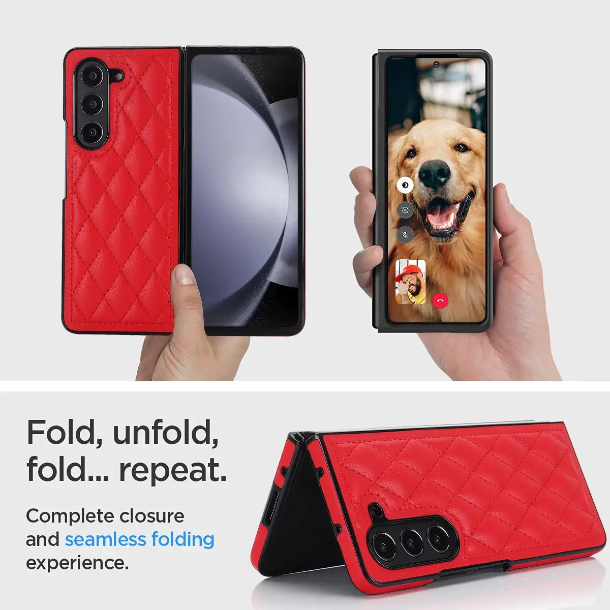 Buy Slim PU Leather Case for Galaxy Z Fold, Lightweight Shockproof Hard Cover, Minimalist Business Style , LYNE at Caseles-Samsung Galaxy Z Fold 7, Black