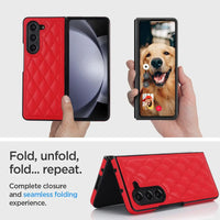 Buy Slim PU Leather Case for Galaxy Z Fold, Lightweight Shockproof Hard Cover, Minimalist Business Style , LYNE at Caseles-Samsung Galaxy Z Fold 7, Black