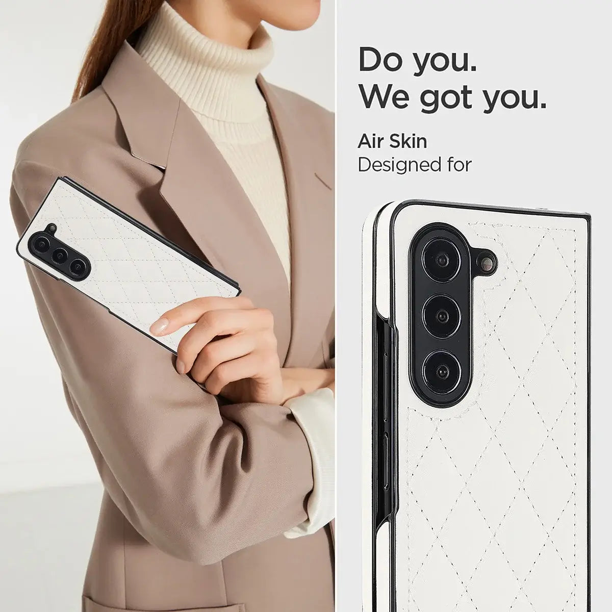 Buy Slim PU Leather Case for Galaxy Z Fold, Lightweight Shockproof Hard Cover, Minimalist Business Style , LYNE at Caseles-Samsung Galaxy Z Fold 7, Black