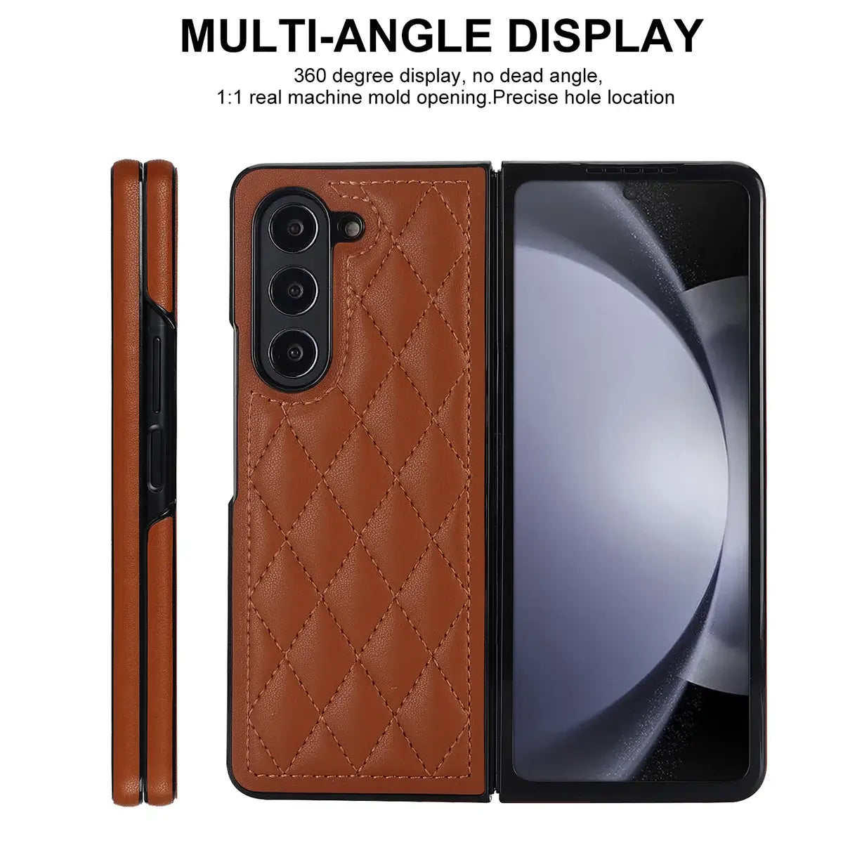 Buy Slim PU Leather Case for Galaxy Z Fold, Lightweight Shockproof Hard Cover, Minimalist Business Style , LYNE at Caseles-Samsung Galaxy Z Fold 7, Black