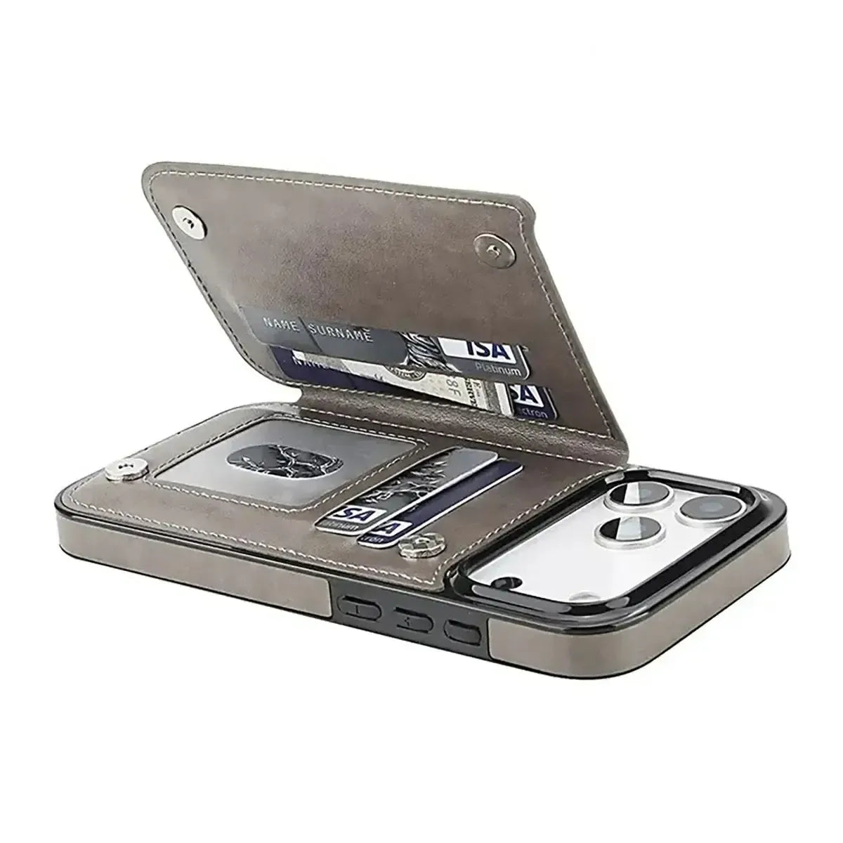 Buy Classic Wallet Phone Case, Credit Card Holder, Leather, Double Magnetic Buttons, Shockproof Case,Maddox at Caseles-iPhone 17 Pro Max, Maddox-Blue