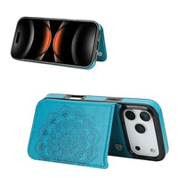Buy Classic Wallet Phone Case, Credit Card Holder, Leather, Double Magnetic Buttons, Shockproof Case,Maddox at Caseles-iPhone 17 Pro Max, Maddox-Blue