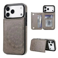 Buy Classic Wallet Phone Case, Credit Card Holder, Leather, Double Magnetic Buttons, Shockproof Case,Maddox at Caseles-iPhone 17 Pro Max, Maddox-Gray