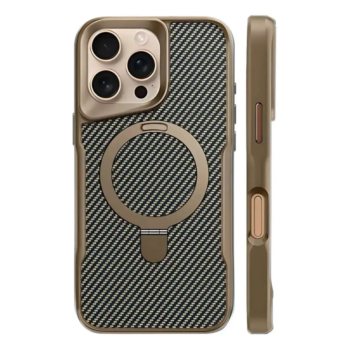 Buy Magnetic Shockproof iPhone Case with 360° Rotatable Invisible Ring Stand, Slim Armor Design Compatible with MagSafe - MASON at Caseles-iPhone 16 Pro Max, Gold