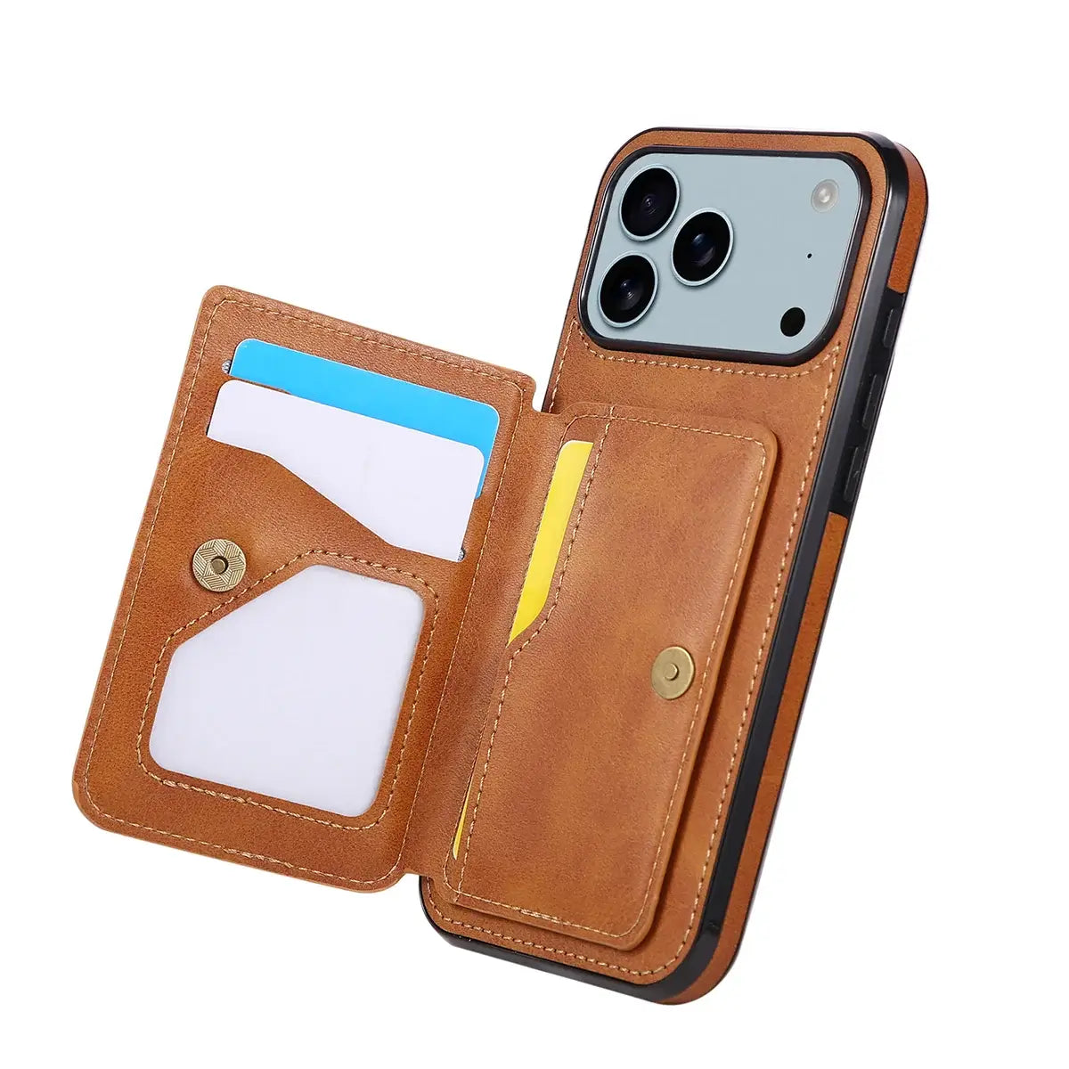 Buy Leather Wallet Case for iPhone with 4 Card Holder, RFID Protection & Car Mount Ready - MAVERICK at Caseles-iPhone 17 Pro Max, Brown