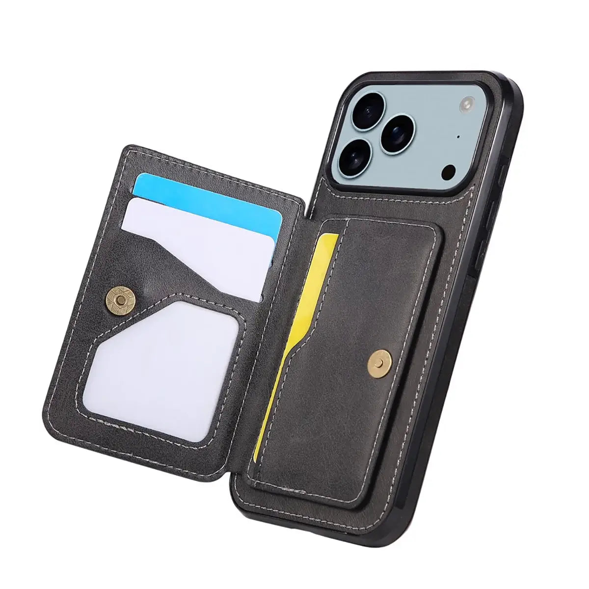 Buy Leather Wallet Case for iPhone with 4 Card Holder, RFID Protection & Car Mount Ready - MAVERICK at Caseles-iPhone 17 Pro Max, Brown