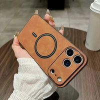 Buy Caseles MagSafe-compatible Ultra-Soft Nappa Leather with SnapLock Technology,Nappa at Caseles-iPhone 17 Pro Max, Brown