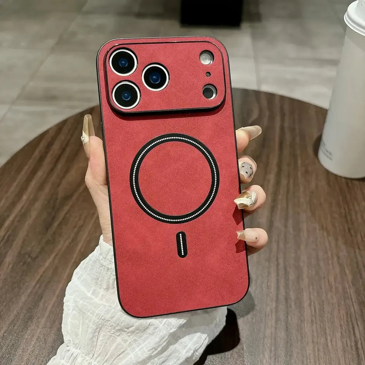 Buy Caseles MagSafe-compatible Ultra-Soft Nappa Leather with SnapLock Technology,Nappa at Caseles-iPhone 17 Pro Max, Red