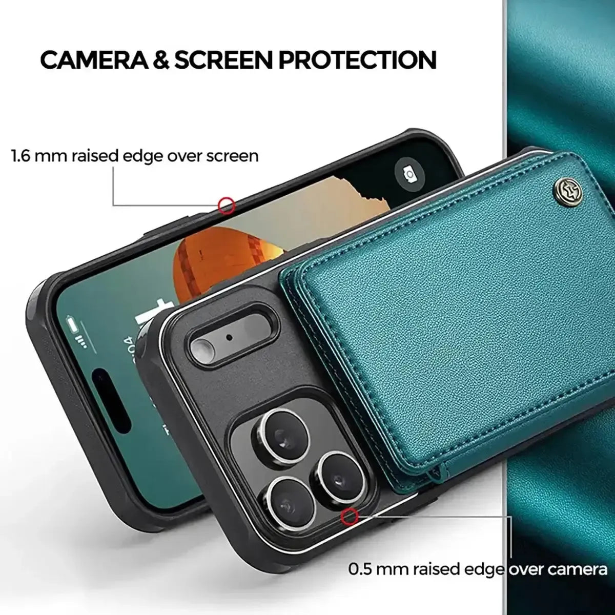 Buy Leather Flip Folio Phone Wallet Case, Magnetic Snap & RFID Blocking Card Slots, Kickstand Shockproof Protective Cover - NASH at Caseles-iPhone 17 Pro Max, Nash-Black