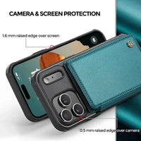 Buy Leather Flip Folio Phone Wallet Case, Magnetic Snap & RFID Blocking Card Slots, Kickstand Shockproof Protective Cover - NASH at Caseles-iPhone 17 Pro Max, Nash-Black