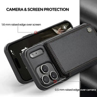 Buy Leather Flip Folio Phone Wallet Case, Magnetic Snap & RFID Blocking Card Slots, Kickstand Shockproof Protective Cover - NASH at Caseles-iPhone 17 Pro Max, Nash-Black