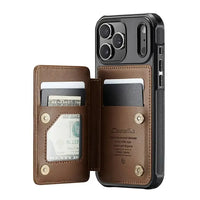 Buy Leather Flip Folio Phone Wallet Case, Magnetic Snap & RFID Blocking Card Slots, Kickstand Shockproof Protective Cover - NASH at Caseles-iPhone 17 Pro Max, Nash-Black