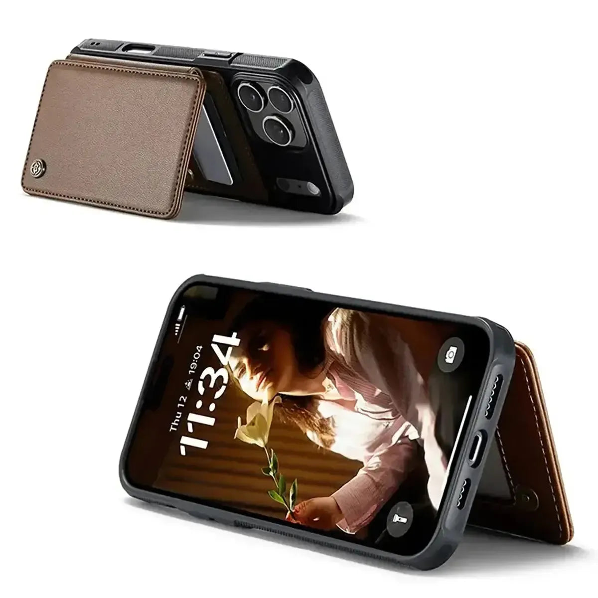 Buy Leather Flip Folio Phone Wallet Case, Magnetic Snap & RFID Blocking Card Slots, Kickstand Shockproof Protective Cover - NASH at Caseles-iPhone 17 Pro Max, Nash-Black