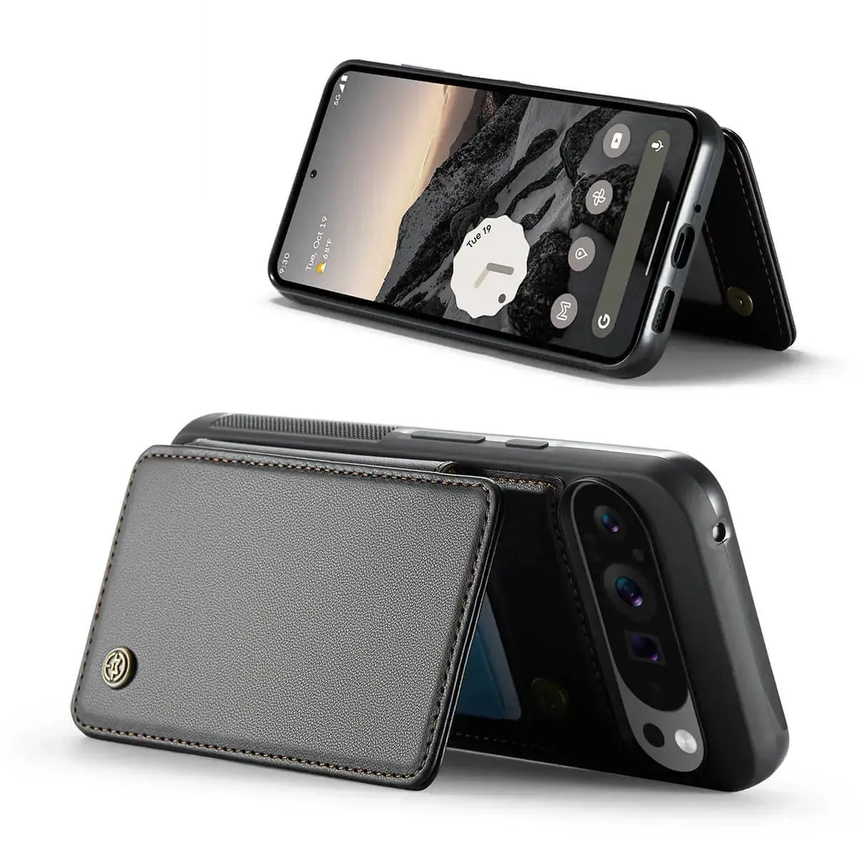 Buy Leather Flip Folio Phone Wallet Case, Magnetic Snap & RFID Blocking Card Slots, Kickstand Shockproof Protective Cover - NASHUA at Caseles-Google Pixel 10 Pro XL, Nash-Black